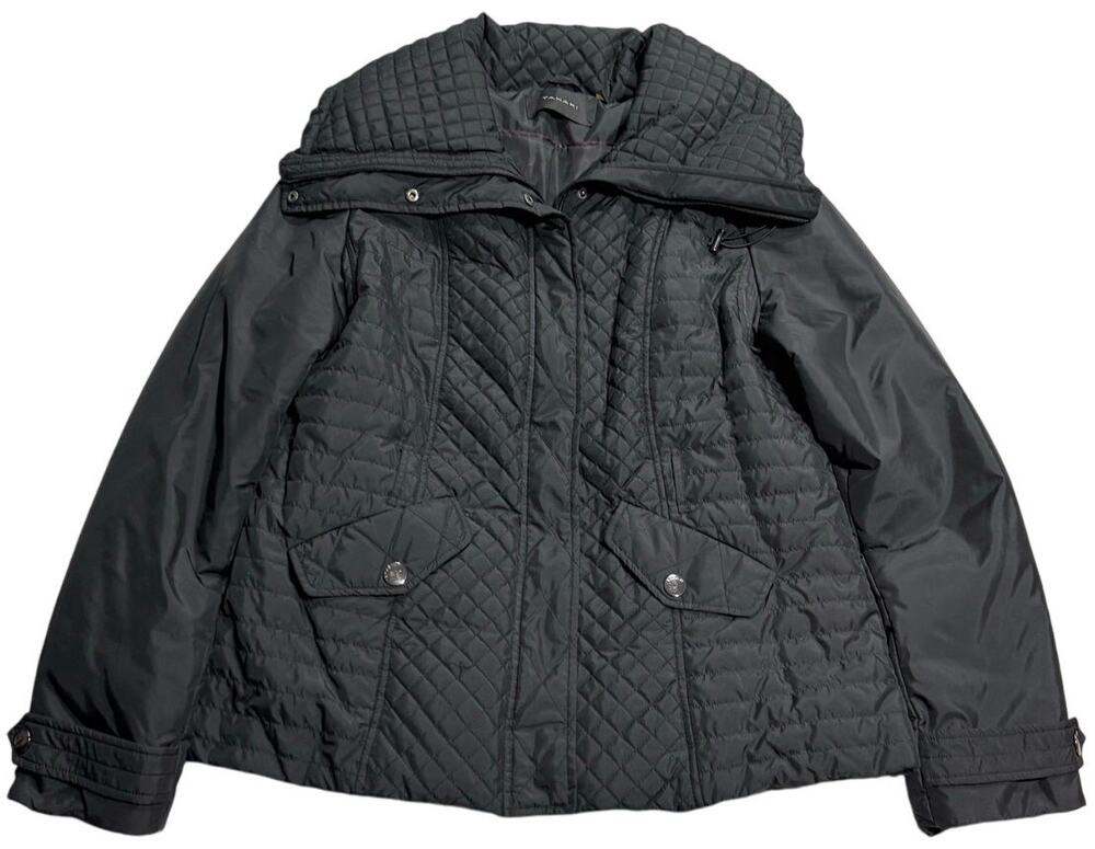 Tahari Winter Jacket Down Filled Quilted Winter Womens Size XL Black Zip & Snap